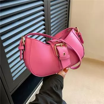 2024 летняя новая простая повседневная сумка-мессенджер через плечо, нишевая ретро-сумка через подмышки для женщин чёрный