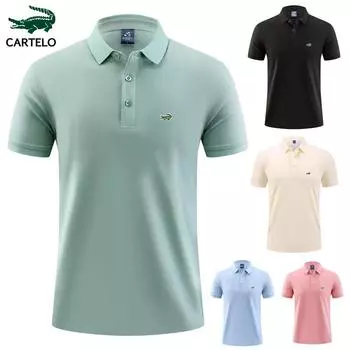 2024 летняя новая рубашка-поло, высококачественная хлопковая мужская дышащая рубашка-поло с короткими рукавами, деловая повседневная рубашка-поло с вышивкой для мужчин