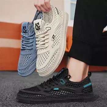 2024 летняя новая сетчатая крупная прозрачная дышащая обувь для серфинга мужская однотонная универсальная низкая спортивная мужская обувь 39 синий