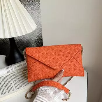 2024 летняя новая сумка-цепочка женская сумка однотонная фактурная сумка-мессенджер через плечо сумка-конверт подмышечная сумка чёрный