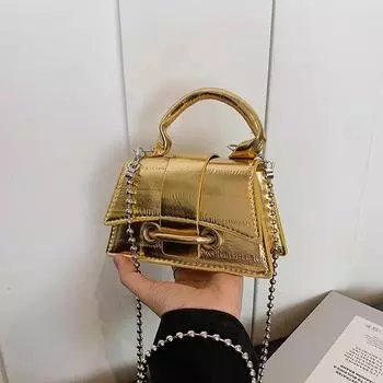 2024 летняя новая сумка женская глянцевая иностранная стиль универсальная модная простая маленькая квадратная сумка портативная сумка через плечо чёрный