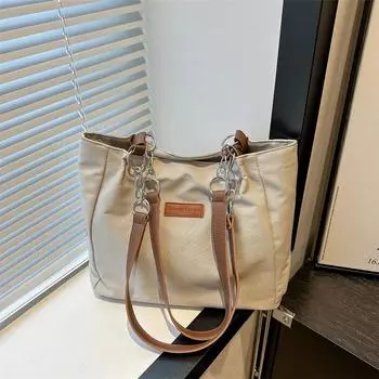 2024 летняя новая трендовая сумка через плечо, простая, большая вместимость, модная сумка для учебы, для студентов колледжа, сумка-тоут для женщин чёрный