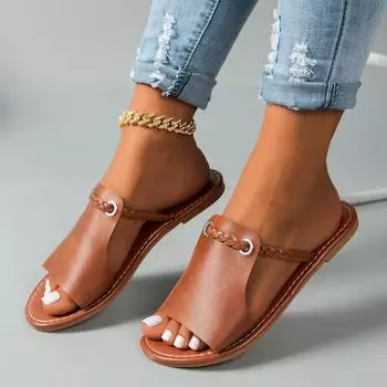 2024 Летняя новая верхняя одежда для женщин, большие тапочки, модные, с открытым носком, однотонные, сексуальные, универсальные, удобные, женские туфли 36 белый