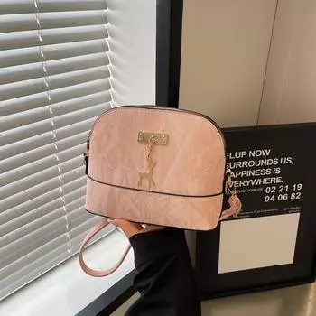 2024 летняя новинка модная корейская сумка через плечо с персонализированной подвеской в виде оленя в виде ракушки сумка для поездок на работу чёрный