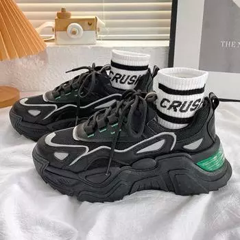 2024 Летняя обувь для папы, модные кроссовки на платформе со шнуровкой, женские сетчатые дышащие повседневные плоские спортивные туфли для женщин, женские туфли Chaussure Femme 35 белый