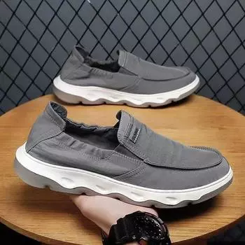 2024 Летняя парусиновая обувь. Мужская дышащая повседневная обувь с мягкой подошвой. 39 чёрный