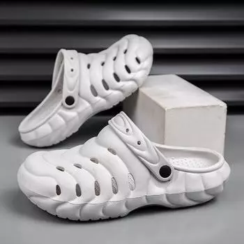 2024 Летняя пляжная обувь, тапочки, нескользящие сандалии для мужчин, удобные кроссовки на толстой подошве, мужские тапочки для отдыха на открытом воздухе 36-37 чёрный