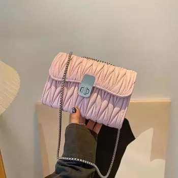 2024 летняя популярная маленькая квадратная сумка через плечо с одной сумкой для женщин, сумка с текстурным замком для поездок на работу, женская сумка с цепочкой под мышкой серебряный