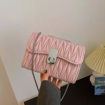 2024 летняя популярная маленькая квадратная сумка через плечо с одной сумкой для женщин, сумка с текстурным замком для поездок на работу, женская сумка с цепочкой под мышкой серебряный