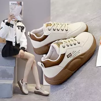2024 Летняя повседневная обувь на толстой подошве, увеличивающая рост для женщин, корейская спортивная модная обувь (XQ5801) 35 чёрный