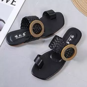 2024 Летняя повседневная обувь Женские тапочки Модные шлепанцы без застежек Женские элегантные повседневные шлепанцы для пляжа на открытом воздухе 35 бежевый