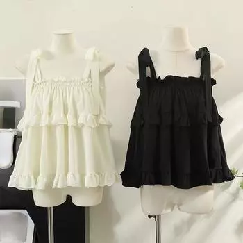 2024 летняя рубашка без рукавов Kawail, женская вечерняя тонкая милая блузка, офисная женская повседневная верхняя одежда, элегантный топ, корейская мода S розовый