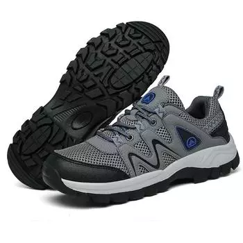 2024 летняя сетчатая обувь для активного отдыха, походная обувь большого размера, сетчатые кроссовки, мужская обувь, черные походные туфли на шнуровке 38 чёрный