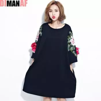 2024 летняя стильная женская футболка с вышивкой роз и хлопковым принтом с круглым вырезом, женская модная повседневная футболка, черные футболки большого размера