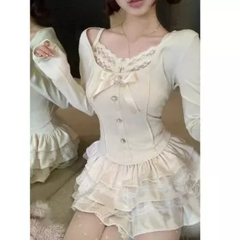 2024 летняя тонкая элегантная блузка женская вечерняя вечеринка Y2k укороченный топ офисная женская повседневная верхняя одежда рубашка с длинным рукавом корейская мода S бежевый