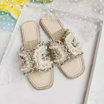 2024 Летняя верхняя одежда для отдыха Пляжная обувь, повседневные туфли на плоской подошве One Straw для женщин 35 абрикосовый