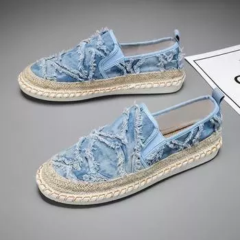 2024 Летняя винтажная мужская повседневная обувь с низким вырезом, дизайнерские эспадрильи, мужская парусиновая обувь, удобные туфли на плоской подошве, мужские мокасины 39