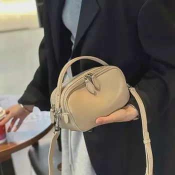 2024 Летняя женская мягкая сумка через плечо из коровьей кожи с двойной молнией