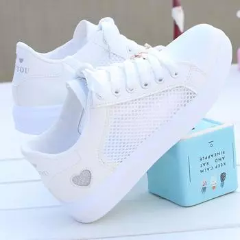 2024 Летняя женская обувь Новые нескользящие белые туфли для ходьбы Женская сетчатая поверхность с полыми повседневными сетчатыми поверхностями модные туфли для досок 35 светло-розовый