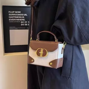 2024 летняя женская сумка контрастного цвета, маленькая квадратная сумка, популярная универсальная сумка-мессенджер, модная сумка hbag чёрный