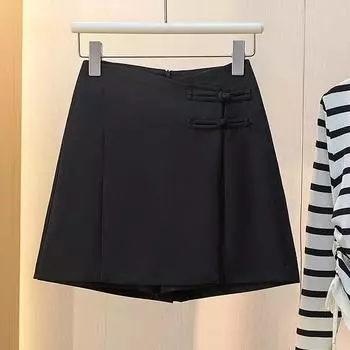 2024 Летняя женская юбка А-силуэта с высокой талией в китайском стиле для похудения S