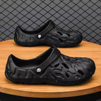 2024 Лето Большой Размер 48/49 Мужские Тапочки Большие Размеры Сандалии Мужская Повседневная Обувь Модные Сандалии Комфорт Домашние Мягкие Тапочки 41 чёрный