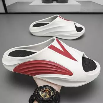 2024 лето большой размер наступая на дерьмо чувство одно слово перетащить мужчины носят повседневный большой размер модный тренд пляжные классные тапочки 40 чёрный