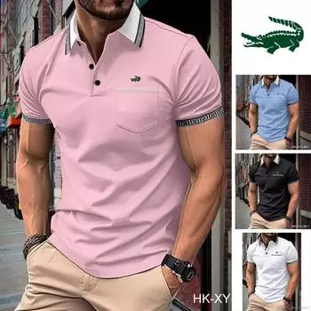 2024 Лето CARTELO Роскошная рубашка-поло с вышивкой и карманом на пуговицах, мужская спортивная рубашка-поло S чёрный