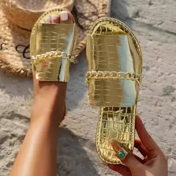 2024 Лето и Осень Новые Большие Размеры Шлепанцы С Открытым Носком На Плоской Танкетке Сандалии Для Женщин Обувь Для Женщин Zapatos Mujer 36 чёрный