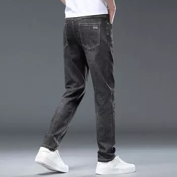 2024 Лето Ice Silk Тонкие повседневные джинсы для мужчин, прямые облегающие эластичные длинные мужские брюки 28