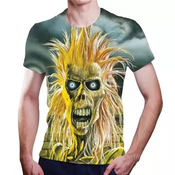 2024 Лето Новая Популярная Мужская Футболка Тяжелый Металл Рок 3D Печать Мода Плюс Размер Харадзюку Повседневный Хип-Хоп Уличный Топ S белый