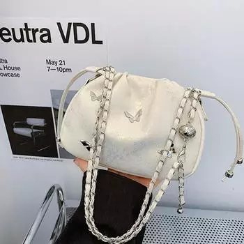 2024 лето новая сумка через плечо в этом году популярная портативная сумка-ведро модная простая женская сумка чёрный