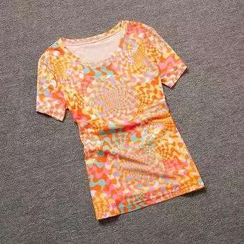 2024 Лето Новое поступление Принт Модная футболка с коротким рукавом Orange Red L