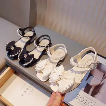 2024 Лето Новые Детские Туфли Повседневные Мягкие Подошвы Открытые Носки Сандалии Дизайнерские Платья Принцессы Туфли Детская Повседневная Обувь Zapatos 25insole16.3cm
