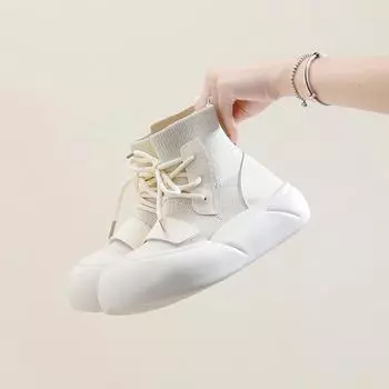 2024 Лето Новые Корейские Толстые Текстильные Модные Обтягивающие Сапоги в Сказочном Стиле 35 чёрный