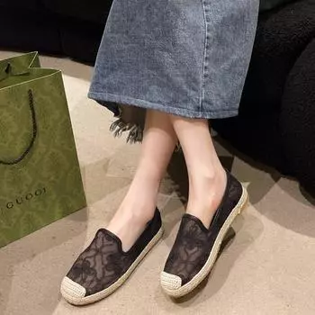 2024 Лето Новые Круглые Головы Сексуальные Однотонные Светлые Пиджаки Женские Универсальные Удобные Туфли На Плоской Подошве Одиночные Туфли 35 чёрный