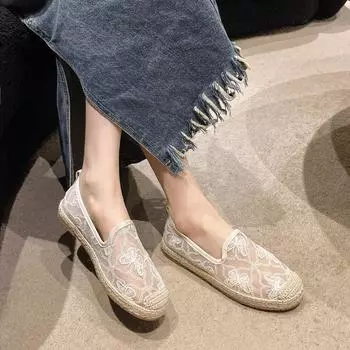 2024 Лето Новые Круглые Головы Сексуальные Однотонные Светлые Пиджаки Женские Универсальные Удобные Туфли На Плоской Подошве Одиночные Туфли 35 чёрный