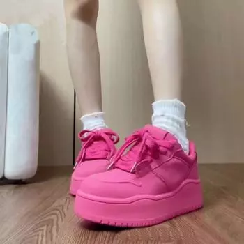 2024 лето новые летние туфли для автофургонов dopamine желтые туфли женские американские знаменитости в Интернете взрыв толстая подошва увеличивающая рост повседневная обувь 35 розы красного