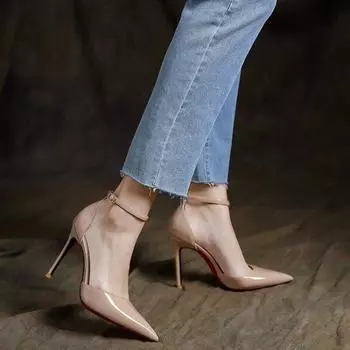 2024 Лето Новые Модные Сандалии Верхняя Одежда Женские Остроконечные Небольшие Носки Однотонные Удобные Банкетные Туфли Женские 34