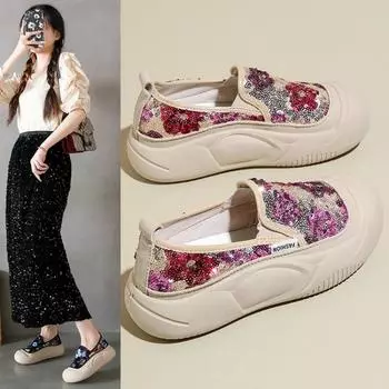 2024 лето новые модные женские кроссовки на платформе женская обувь повседневные массивные белые вулканизированные теннисные туфли на плоской подошве mary jane 35 чёрный