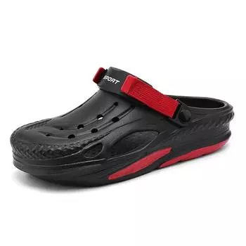 2024 Лето Новые мужские тапочки Уличные садовые сабо Мужская повседневная обувь Модные роскошные сандалии Комфортные домашние мягкие тапочки 40-45 40 чёрный