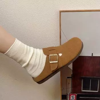 2024 Лето Новые однотонные круглые тапочки Baotou с матовой кожаной поверхностью большого размера для женщин 35 бежевый