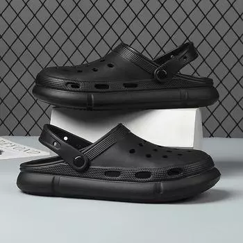 2024 Лето Новые Парные Тапочки Уличные Садовые Сабо Мужская Повседневная Обувь Модные Роскошные Сандалии Комфорт Домашние Мягкие Тапочки 36-45 36-37 чёрный