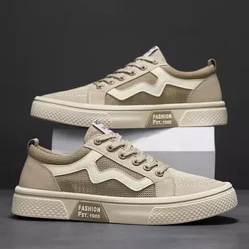 2024 лето новые парусиновые сетчатые дышащие кроссовки в студенческом стиле с плоской подошвой на шнуровке спортивные тонкие мужские туфли 39