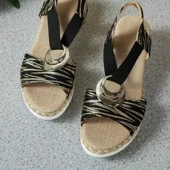 2024 лето новые пеньковые веревочные босоножки на танкетке с легким дном и рыбьим ртом женские 36 белый