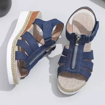 2024 лето новые повседневные туфли с застежкой-липучкой «рыбий рот» в тон цвета сандалии на плоской подошве ретро пляжная обувь женская полая 36