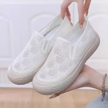 2024 Лето Новые Женские Туфли Рыбака в Стиле Аромата Толстая Подошва Пуловеры Одиночные Туфли Повседневный Тренд Универсальные Туфли Из Сетчатой Ткани 35