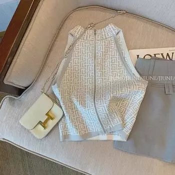 2024 Лето Сексуальный Тонкий Вязаный Жилет Подтяжки Для Женщин: Шикарная верхняя одежда Топы без рукавов Small белый