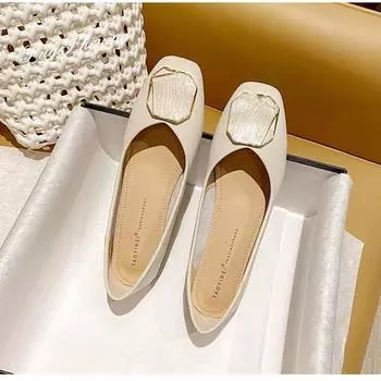 2024 лето, весна и осень новые неглубокие одинарные туфли женские универсальные и удобные вечерние легкие туфли на плоской подошве женские туфли Doudou 35 хаки