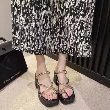 2024 Лето Женские тапочки с застежкой-молнией Модные удобные шлепанцы на платформе и танкетке Женские уличные пляжные сандалии Обувь Zapatillas Mujer 35 серебряный